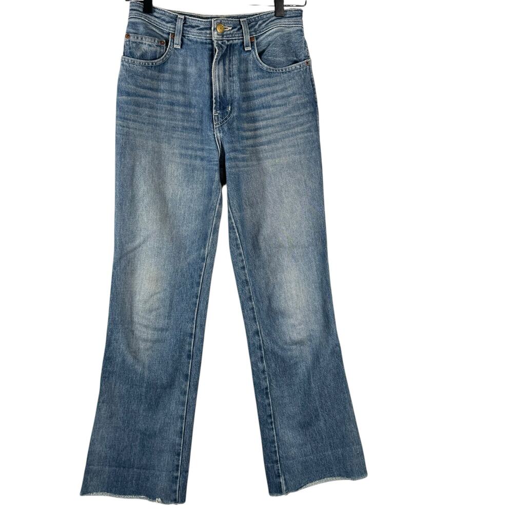 B Sides Jeans Women's Blue High Rise Raw Hem Cotton Altered Flared Jeans Size 24